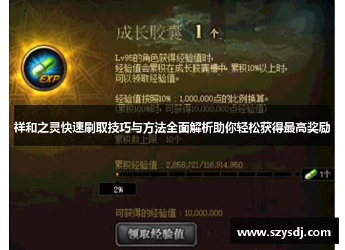 祥和之灵快速刷取技巧与方法全面解析助你轻松获得最高奖励